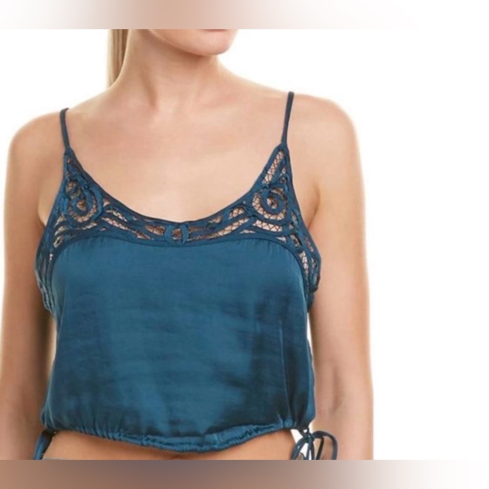 Free People Intimately • Blouson Brami Crop Top • Teal Satin